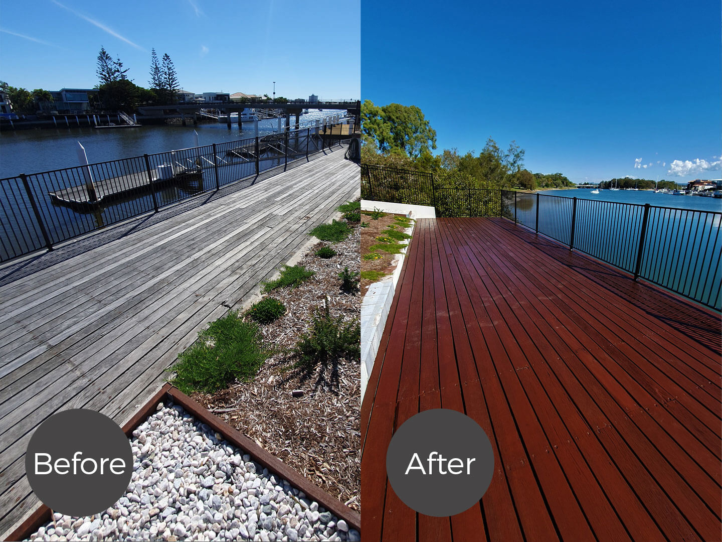 before and after - deck restoration project