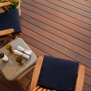 decks, chairs, wine and a flower pot