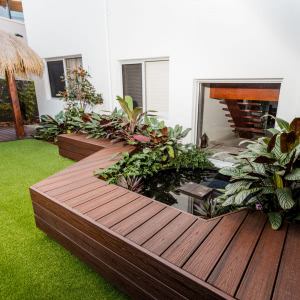 outdoor seating made up of decks