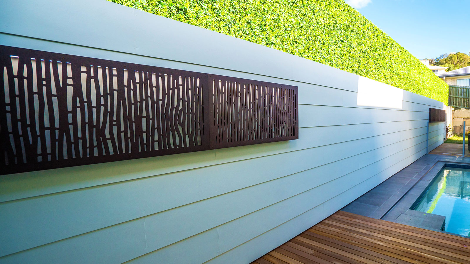 feature walls near the pool