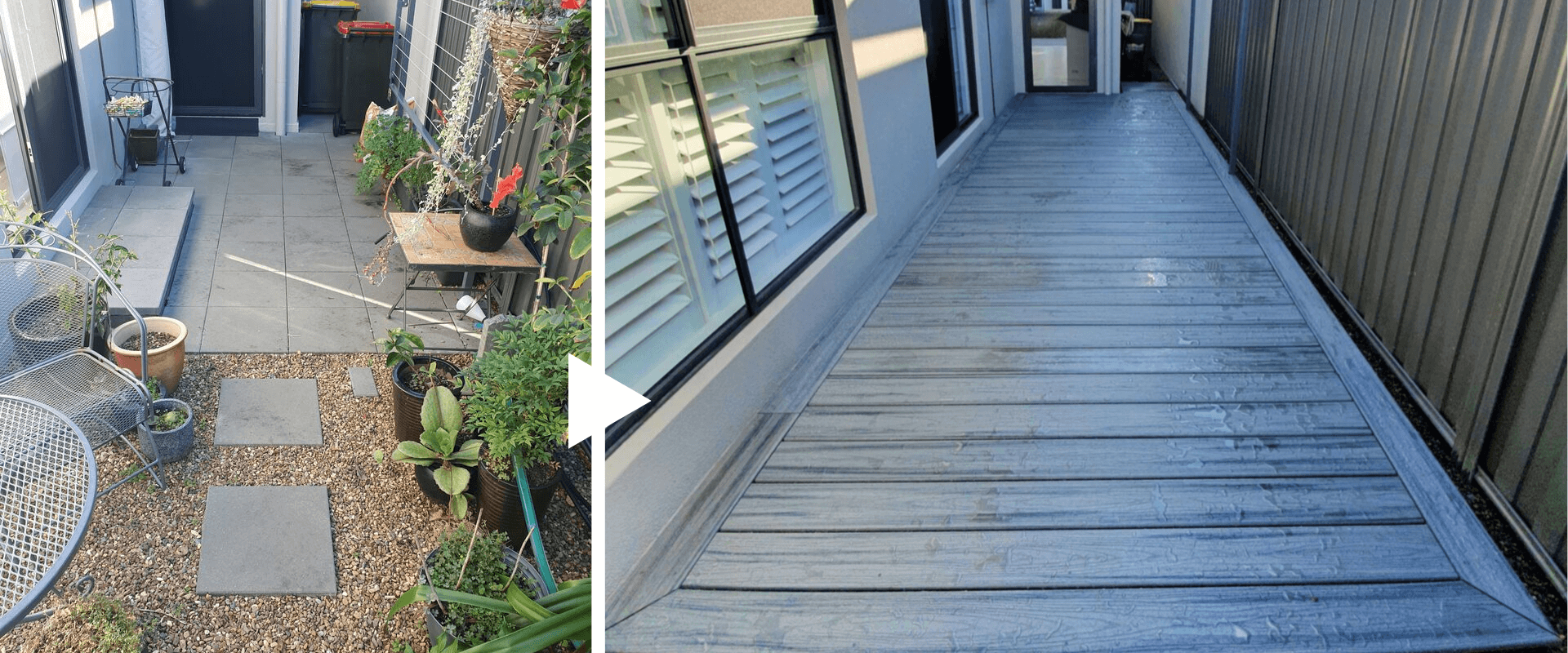 door front decking - before and after
