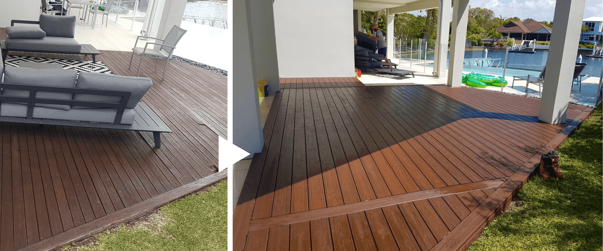 outdoor decking - before and after image