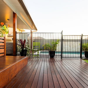 decking and seating area in the backyard