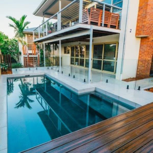 composite decking near the pool
