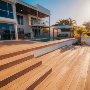 composite decking project near the pool
