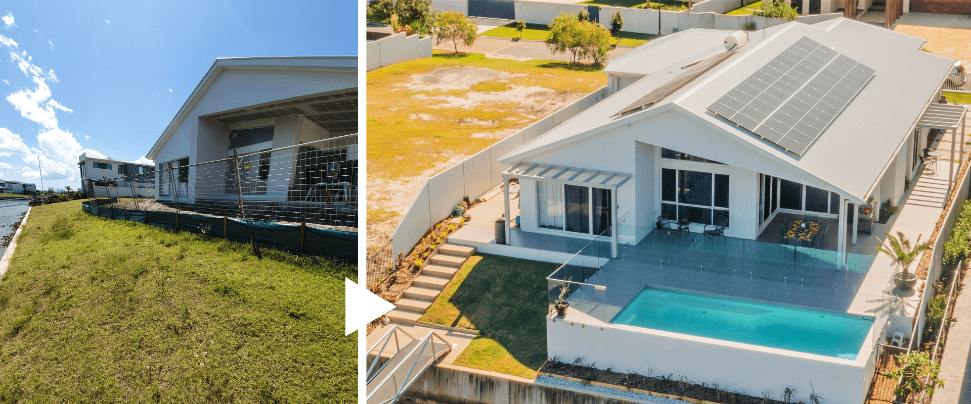pool area decking - before and after