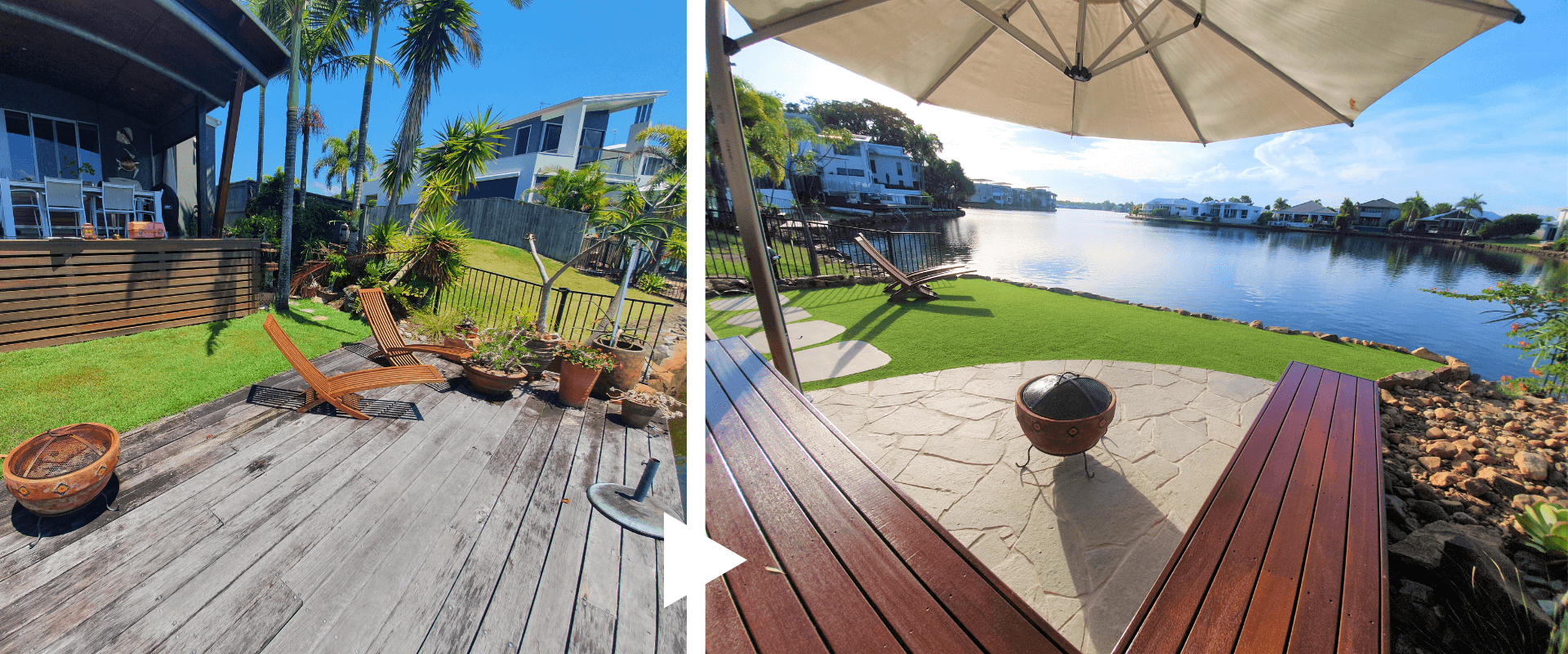 outdoor seat decking - before and after