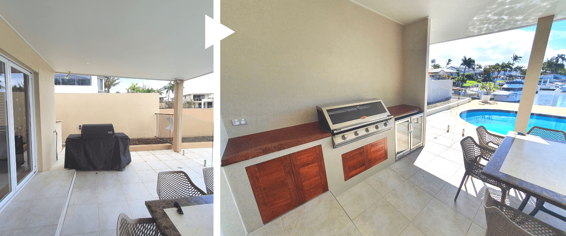 outdoor bbq cabinet - before and after