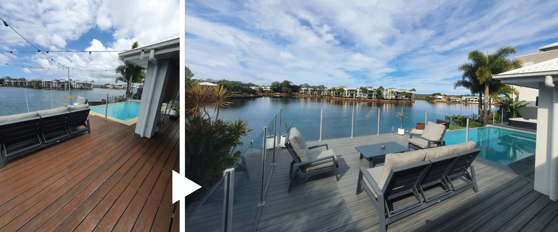 outdoor deck replacement - before and after