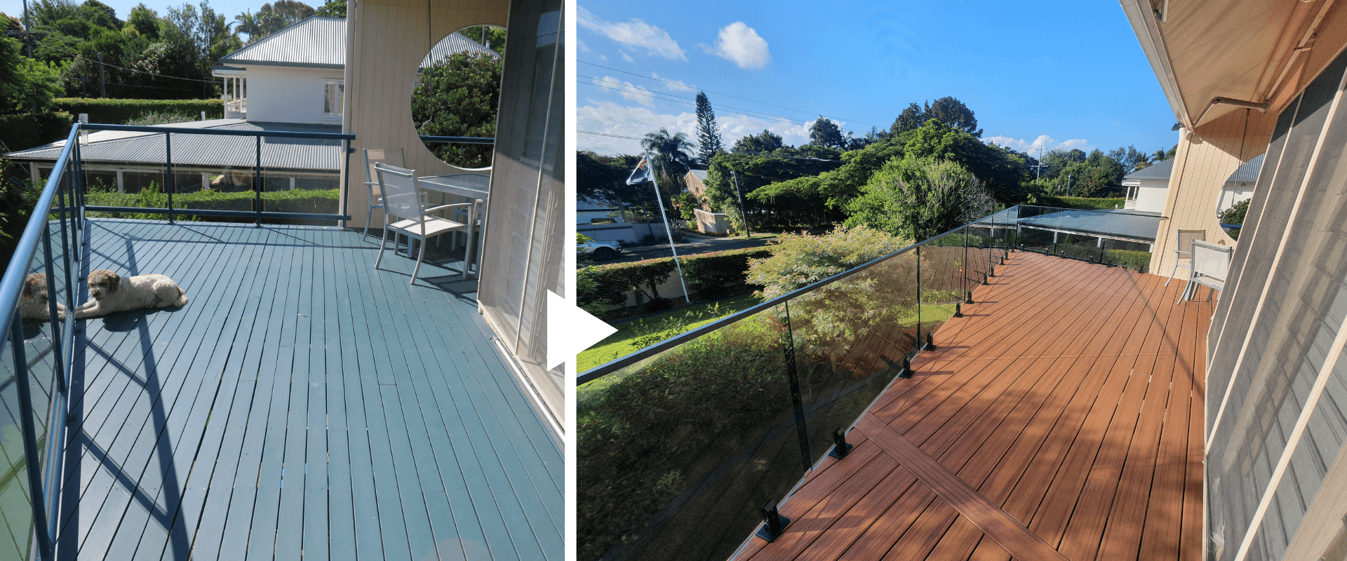 outdoor deck replacement - before and after