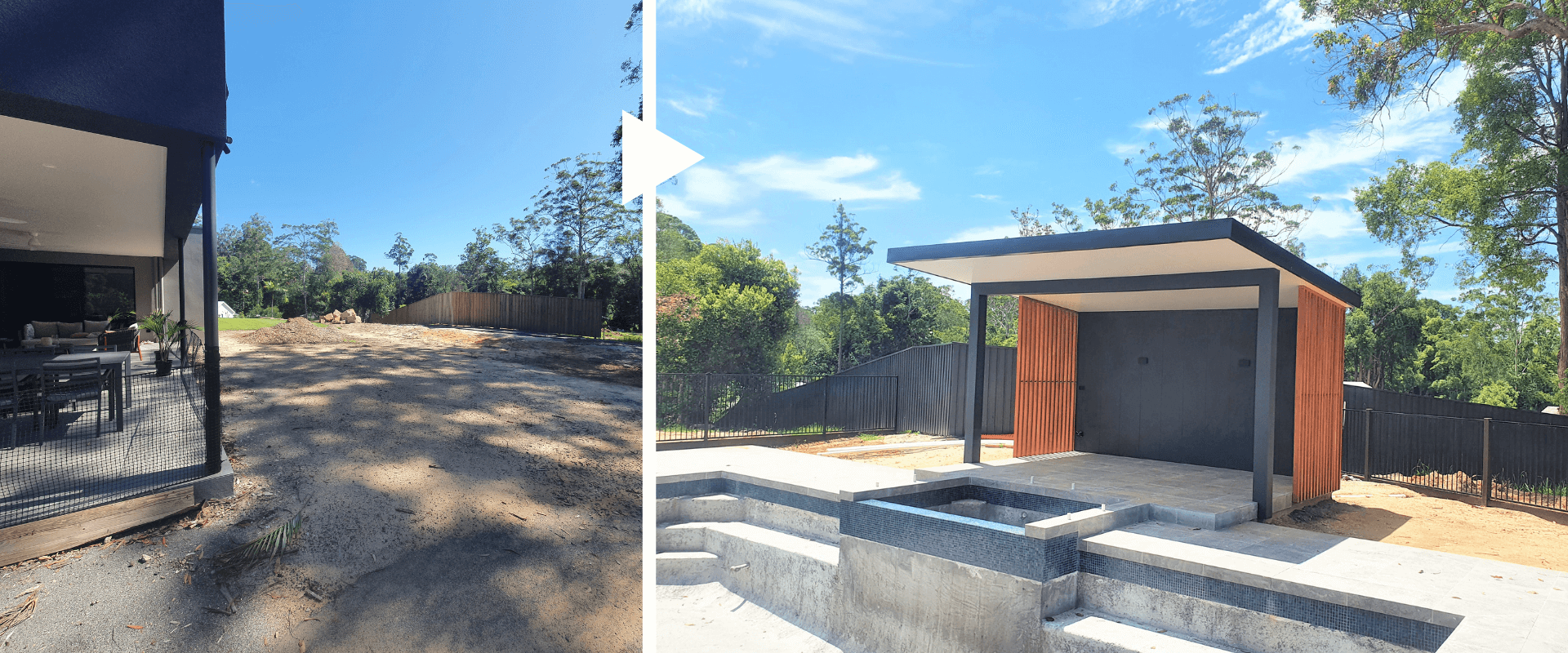 pool area decking - before and after
