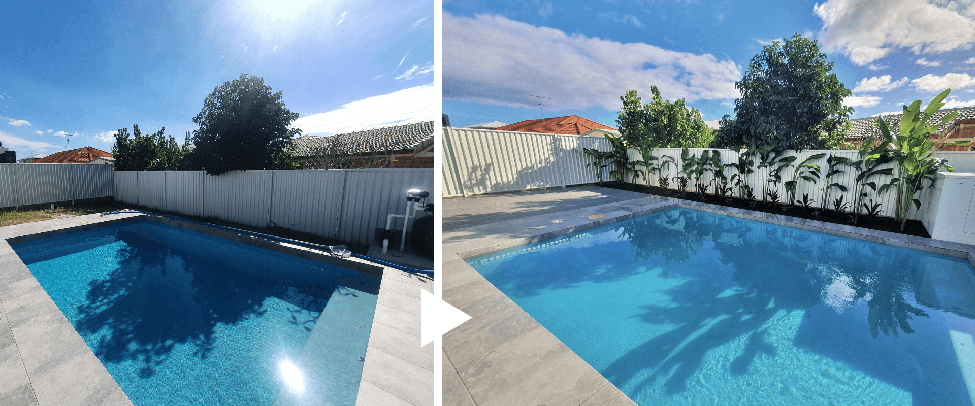 pool area - before and after