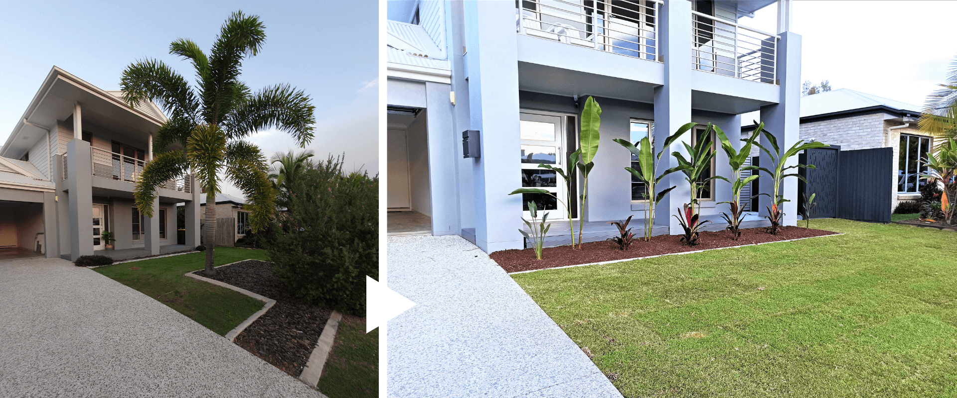 front house landscaping - before and after