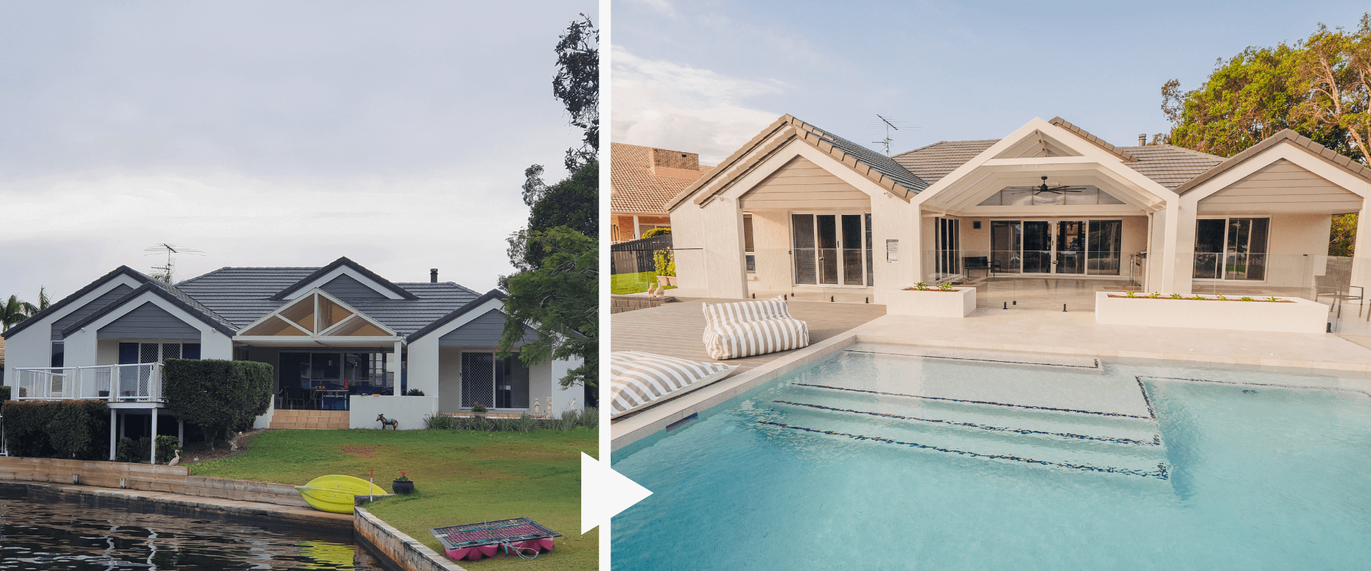 pool area - before and after