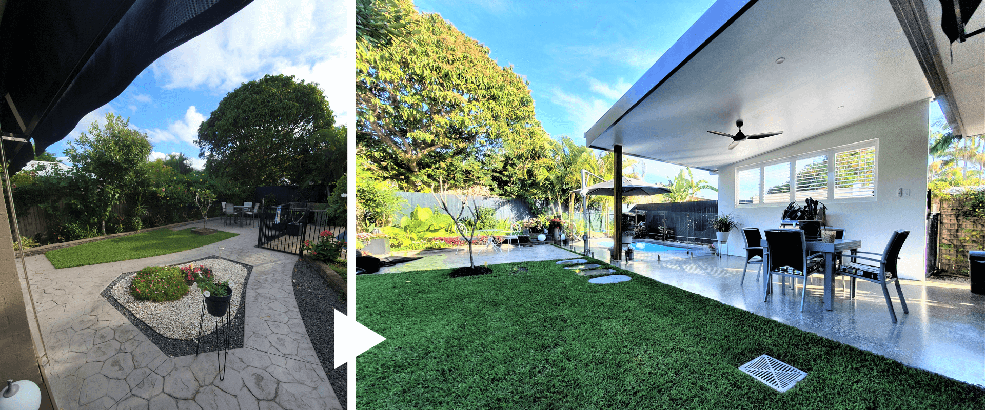 backyard landscaping - before and after