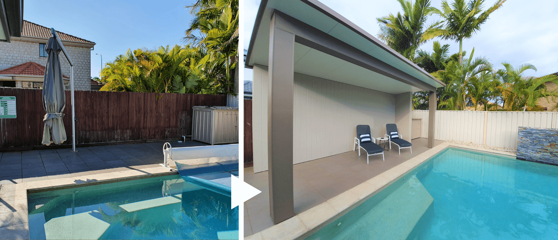 pool area restoration - before and after