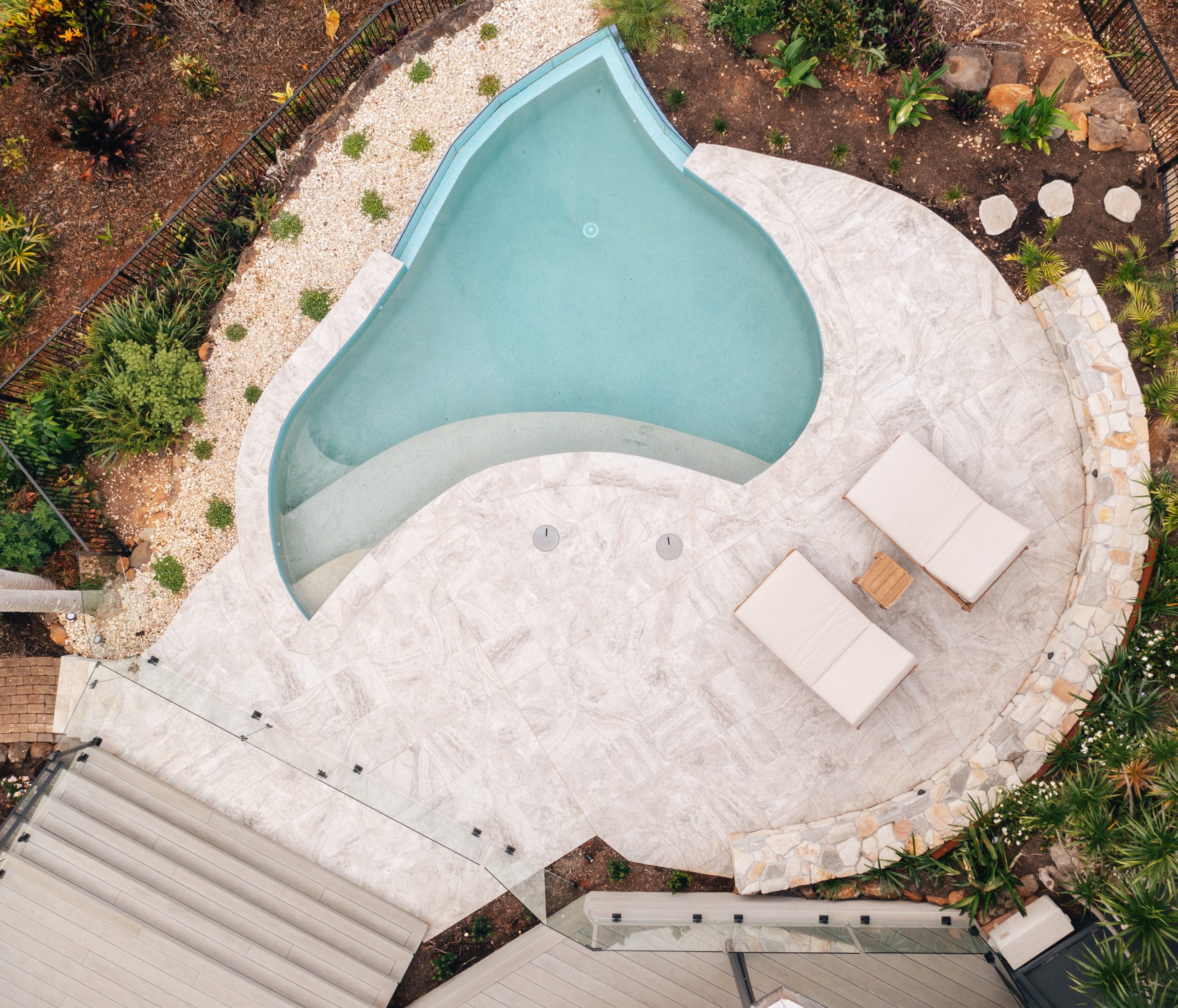 composite decking around custom pool